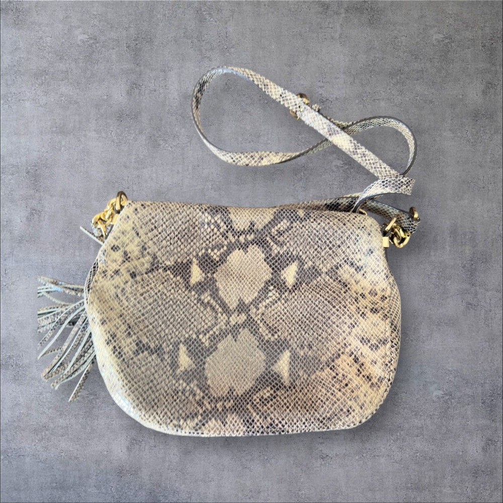 Michael Kors Grey Python Embossed Leather Shoulde… - image 2